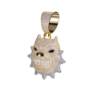 Joyería de moda hip hop 14k oro helado completo cz matón perro colgante collares - Product Image 4