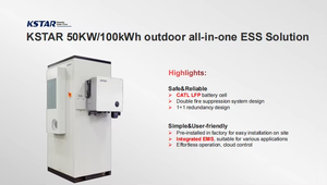 <span class=keywords><strong>KSTAR</strong></span> 50KW/100kWh ระบบกักเก็บพลังงานแบบออลอินวันสำหรับภายนอกอาคาร อินเวอร์เตอร์พลังงานแสงอาทิตย์แบบไฮบริด 50KW+แบตเตอรี่ LFP 100KW ในตัว ระบบพลังงานแสงอาทิตย์เชิงพาณิชย์พร้อมระบบจัดการพลังงาน (EMS) มาตรฐาน IP54 - Product Image 5