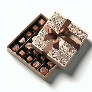 Pabrik kustom pola kreatif berbagai macam permen coklat kotak dengan pita tertutup coklat kotak hadiah