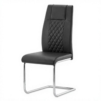 Chaise de salle à manger moderne en cuir PU avec dossier incurvé et pieds en métal, mobilier de cuisine de luxe léger pour la maison