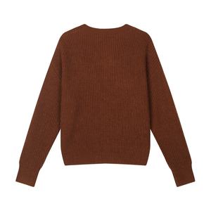 Özel OEM/ODM Kadın Yünlü Mohair Karışımlı V Yaka Düşük Omuz Günlük Bol Uzun Kollu Örme Kazak Üreticisi - Product Image 2