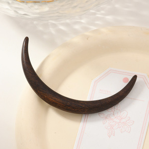 New Crescent Moon Sandalwood Hairpin - A simple and classic half-circle <b>hair</b> <b>accessory</b> perfect for everyday updos and - Product Image 4