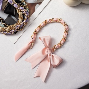 Correa de Cadena Dorada Decorativa con Lazo de Satén Lavanda, Diseño Desmontable para Accesorios de Bolsos Personalizados DIY - Product Image 2