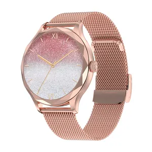 2023 New Fashion Accessories DTS Diamond Bracelet Women Gold Watches Waterproof Smart Ladies Watch with Amoled Display