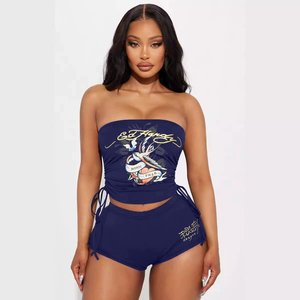 Ensemble short et haut bandeau imprimé pour femme, style transfrontalier Europe-Amérique, collection 2026 - Product Image 3