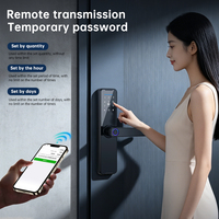 Cerradura Inteligente para Puerta con WiFi y App, Manija Integrada, Huella Dactilar Biométrica, Contraseña Digital, Tarjeta IC, Cerradura Electrónica sin Llave para Puerta Segura