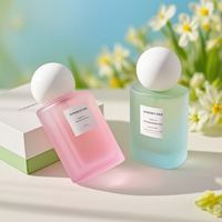 Bouteille de parfum en verre dépoli transparent capacité 30ml/50ml/100ml couvercle noir plat pour bouchon rechargeable vide cosmétique écran imprimé