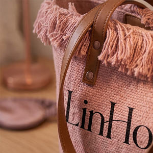 Sac fourre-tout en <span class=keywords><strong>macramé</strong></span> à rayures colorées avec logo personnalisé, écologique, en coton réutilisable, pour les courses, les cadeaux et le shopping - Product Image 4