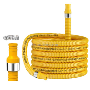 Tuyaux <span class=keywords><strong>de</strong></span> <span class=keywords><strong>gaz</strong></span> en acier inoxydable renforcé, revêtus <span class=keywords><strong>de</strong></span> PVC jaune, sur mesure et en gros, pour la cuisine. - Product Image 4