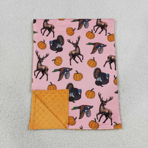 Couverture Douce Double Couche pour Bébé Motif Animalier Chasse Automne (Cerf, Dinde, Canard, Citrouille) – Meilleure Vente - Product Image 6