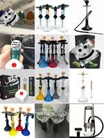 Ensemble de chicha en verre soufflé à la main, double embout, un seul tuyau, finition miroir moderne, coffret cadeau