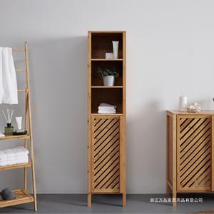 Bamboo <b>Storage</b> Cabinet Large Capacity Multifunctional Living Room Bathroom <b>Sideboard</b> Solid Wood 2 Compartments Walnut Color - Product Image 3