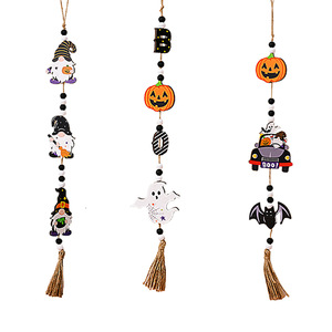 Guirlande de perles en bois d'Halloween avec décoration de citrouille, fantôme et gnome, décoration murale intérieure, décoration de fête faite à la main - Product Image 5