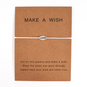 남여 공용 사용자 정의 로고 위시 카드 팔찌 소녀 선물 또는 우정 액세서리를위한 유행 사랑 커플 매력 - Product Image 2