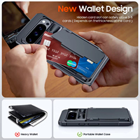 Casing grosir populer casing dompet PC anti-jatuh dengan tempat kartu & penutup kamera geser untuk iPhone 16 Pro Max