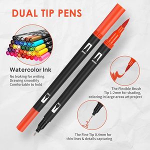 ปากกามาร์คเกอร์แบบสองหัว 100 สี หมึกน้ำ สำหรับงานศิลปะ พร้อมโลโก้สั่งทำ สำหรับใช้ระบายสี ขายส่ง - Product Image 5