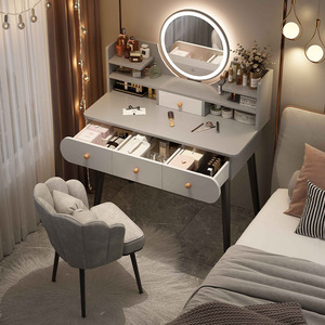 Modern Minimalist <strong>Dressing</strong> <strong>Table</strong> with Mirror and Storage for <strong>Small</strong> Bedrooms - Product Image 1