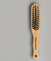 Brosse à cheveux écologique et personnalisable OEM avec épingles en bois extra longues Coussin rectangulaire Caractéristiques laser Utilisation en salon Perruque Démêlant
