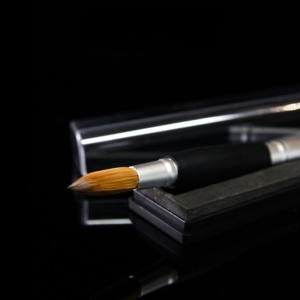 Pincel de Uñas Acrílico de Alta Calidad, 100% <span class=keywords><strong>Kolinsky</strong></span>, Color Negro con Mango de Plástico, Virola Plateada, Redondo - Product Image 5