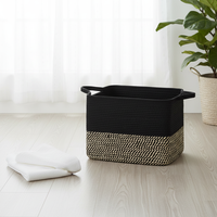 Panier de rangement personnalisé moderne très vendu en corde de coton tressée 22x17x12 avec poignées, pour couvertures, jouets et linge