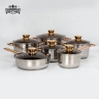 Ensembles de Batterie de Cuisine en Acier Inoxydable de Conception Allemande, Grands et Professionnels, 12 Pièces, avec Fond à 5 Couches pour Maison et Ustensiles de Cuisine
