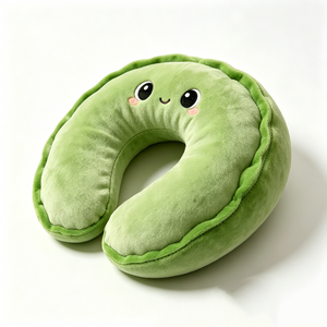 Almohada de Viaje en Forma de Guisante Personalizada, Linda Almohada de Viaje de Felpa Verde en Forma de Guisante - Product Image 1