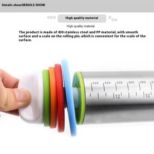 High Quality Stainless Steel Rolling Pins Adjustable <b>Thickness</b> <b>Rings</b> and Fiberglass Pastry Baking Mat &Rolling Pins Set - Product Image 3