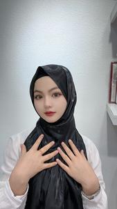 Cetim Hijab cetim macio Chiffon étnico Africano Sul-americano das mulheres muçulmanas sólido padrão tampa da cabeça <span class=keywords><strong>Bandana</strong></span> Bow <span class=keywords><strong>Cap</strong></span> - Product Image 4