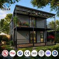 Maison conteneur extensible à double aile de 20 pieds, villa modulaire à deux étages, maison mobile pliable pour hôtel de villégiature et chalet de vacances