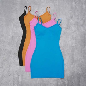 Combinaison d'été pour femmes JY Vente en gros Dos nu sans manches Logo personnalisé Elégant Shapewear Bodycon Short Slip Dress - Product Image 5