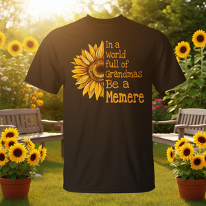 Dans un monde plein de grand-mères, soyez une Memere : T-shirt tournesol pour grand-mère française et canadienne - Product Image 1
