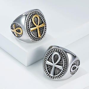 Ancient Egyptian Anka Cross Titanium Steel <b>Ring</b> Men's Vintage Symbol Of Life Stainless Steel Jewelry Gift Geometric Shape - Product Image 5