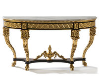 Console classique en bois massif, placage couleur bois naturel, feuille d'or antique 24 carats, style traditionnel pour salon et ferme