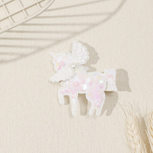 Pinza de Pelo Lateral Hecha a Mano con Lentejuelas de Unicornio Arcoíris Premium para Niñas, Dulce Lazo para el Pelo, Accesorios de Joyería para el Cabello Infantil - Product Image 6