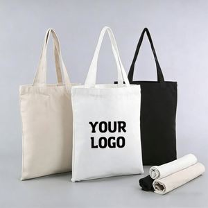 กระเป๋าผ้าแคนวาสแบบเรียบ ปรับแต่งได้ พิมพ์โลโก้ตามสั่ง ใช้ซ้ำได้ สำหรับใส่ของช้อปปิ้ง - Product Image 1