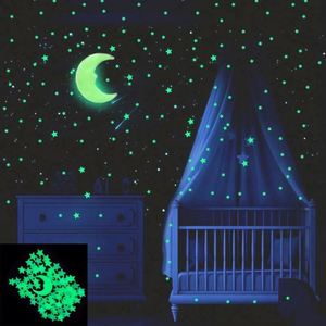 600 unids/set estrella luminosa meteorito Luna pegatinas de pared habitación de niños sala de estar dormitorio decoración calcomanías en la oscuridad papel tapiz 3D - Product Image 3