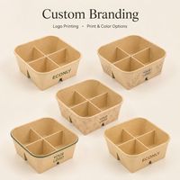 Boîte à lunch en papier kraft au design épuré avec compartiments et plateau alimentaire divisé pour la vente à emporter en café et l'emballage de kits repas