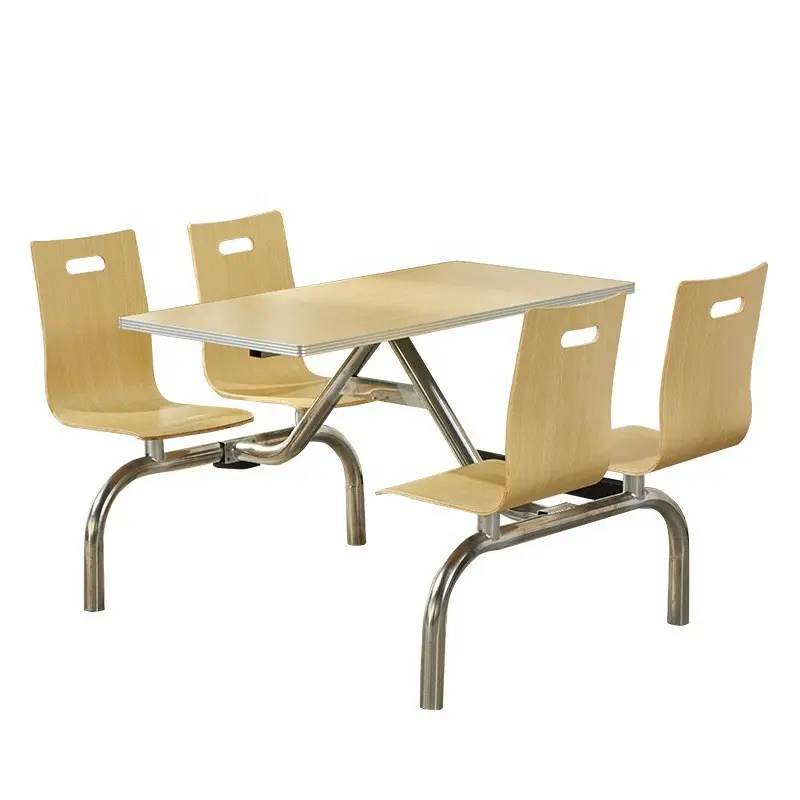 Mesa y silla de comedor de acero inoxidable, muebles para restaurante y escuela