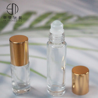 10ml Bouteille à rouleaux en verre transparent Huiles essentielles Bouchon en aluminium à bille en plastique Capacité de 15ml Emballage cosmétique Sérigraphie