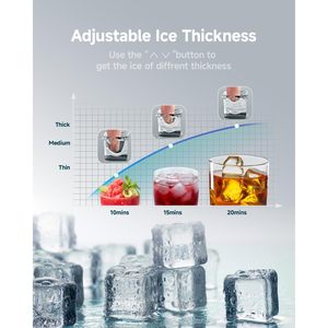 Máquina de Hielo EUHOMY, 70 lb/24 h, 36 Cubos, 8-12 Minutos, Bajo Encimera, con Filtro de Agua, Capacidad de 12 lb - Product Image 3