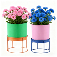 Décor de jardin moderne extérieur intérieur maison empilable fer enduit de poudre supports de plantes écologiques assortis jardinières ensembles de pots de fleurs