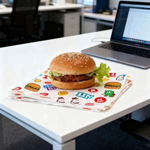 Papier ciré personnalisé avec logo, résistant à la graisse, pour emballer le poulet, sandwichs, pâtisserie, cuisine - Product Image 1