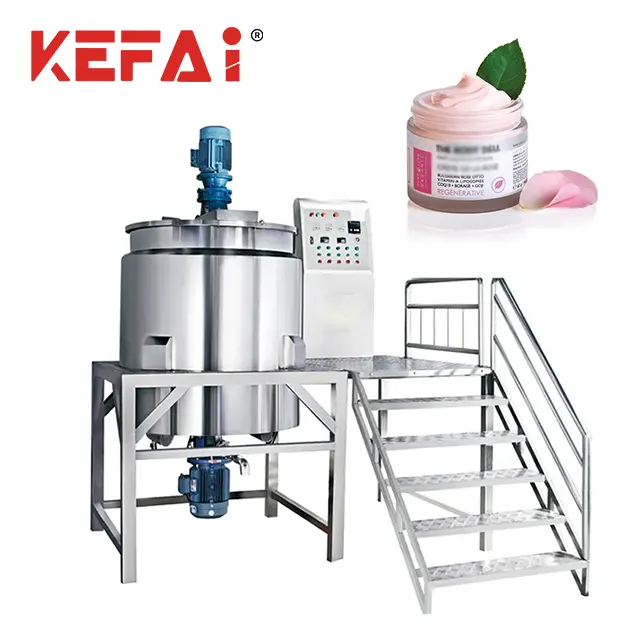 KEFAI kozmetik sıvı macun Cosmetic 1000L elektrikli isıtma karıştırma sistemi homojenleştirici mikser kozmetik krem için karıştırıcı Tank ile