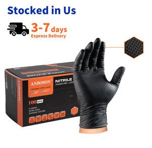 Sarung Tangan Sekali Pakai Nitril Anboson 10 Mil Heavy Duty untuk Industri Perbaikan Mekanik, Tekstur Berlian, Bebas Lateks, Bebas Bubuk - Product Image 1