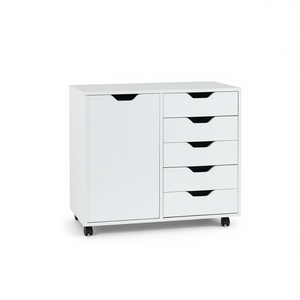 Organiseur de rangement Db Winsome Halifax blanc à 5 tiroirs, unité de rangement moderne en bois, solution d'organisation pour la maison et le bureau - Product Image 1