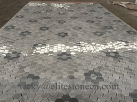 Mosaïque de marbre de luxe en pierre naturelle à découpes mixtes pour murs de cuisine et hôtels-villas avec parquet hexagonal émaillé