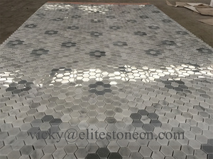 Mosaïque de marbre de luxe en pierre naturelle à découpes mixtes pour murs de cuisine et hôtels-villas avec parquet hexagonal émaillé - Product Image 4