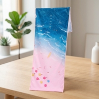 Serviette de plage personnalisée en microfibre imprimée, écologique, séchage rapide, motif dégradé océan, super absorbante, vente en gros