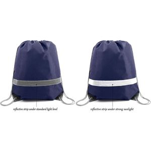 Customized DIY Navy Blue Drawstring Backpacks Polyester Cinch Sack Reflective Gym <b>String</b> <b>Bags</b> for Team Sports - Product Image 6