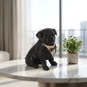 Figurine en résine de <span class=keywords><strong>bouledogue</strong></span> <span class=keywords><strong>noir</strong></span> faite à la main, en costume formel, décoration de bureau, cadeau unique pour hommes et amateurs d'affaires - Product Image 1